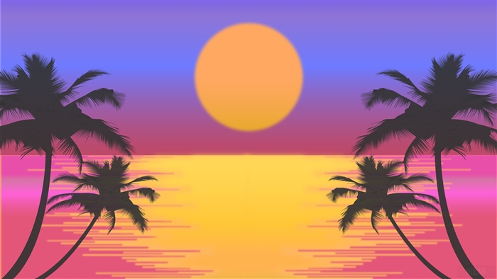 Palm Trees and Sun on Water 4K