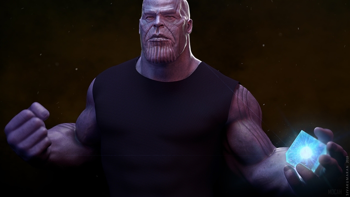 Thanos from Marvel holding the Tesseract 4K