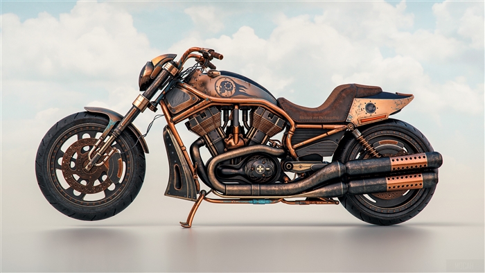 Steampunk Harley Davidson Night Rider 4K