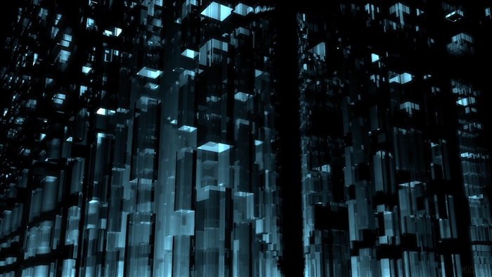 Abstract dark blocks with blue light 4K
