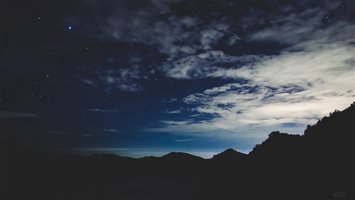 Night sky with stars and mountains 4K