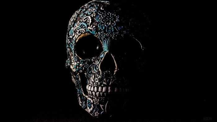 Decorated Skull with Floral Patterns 4K