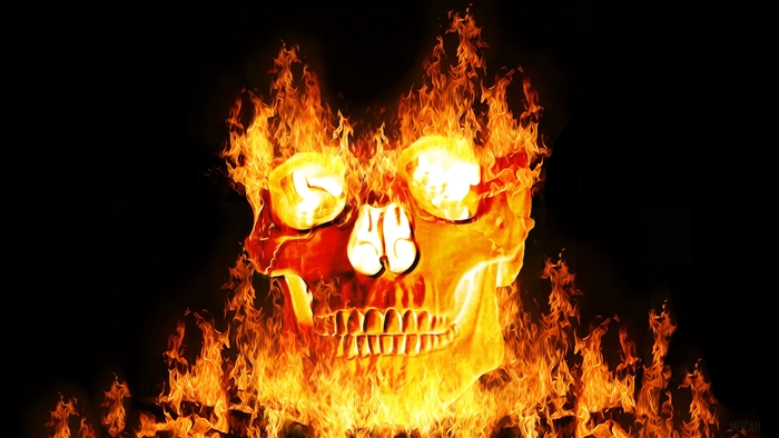 Skull on fire 4K