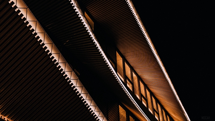 Modern architecture with backlight and dark background 4K