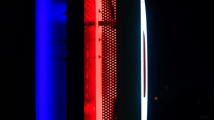 Blue and red neon lights in the dark