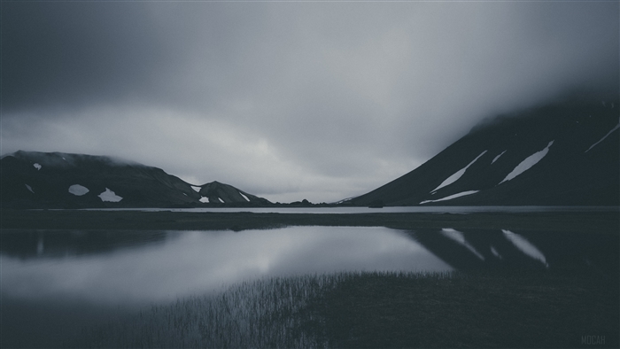 Dark BW 4K Mountain Lake Landscape