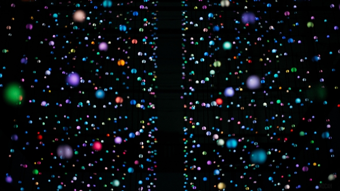 Artistic installation of colorful lights