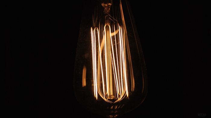 Close-up of an illuminated Edison light bulb