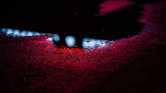 Puddle with red and blue lights 4K