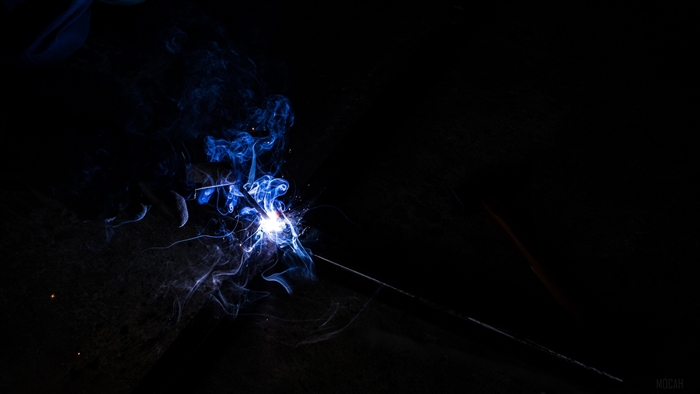 Welding sparks and smoke 4K