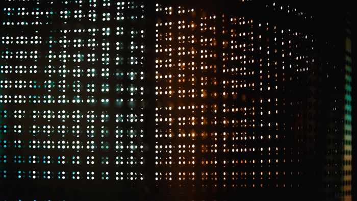 Grid of lights in dark 4K