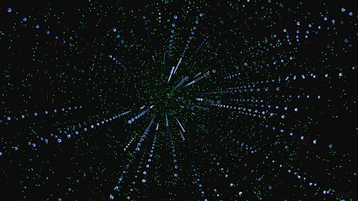 Abstract light streaks and particles in dark space