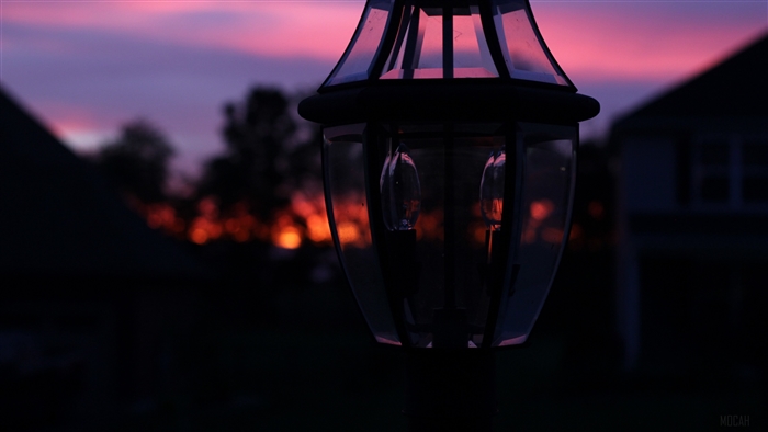 Lamp against a sunset sky