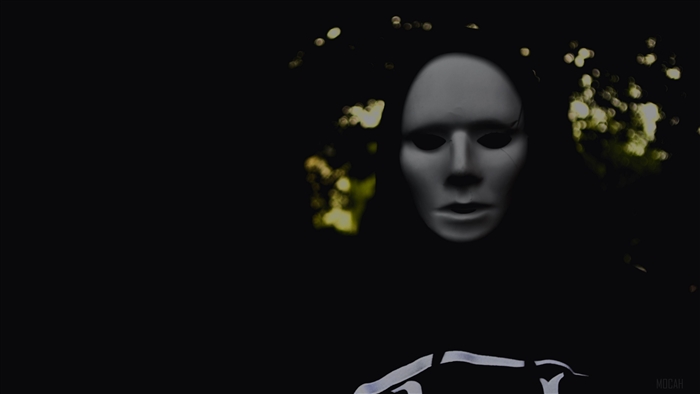 Creepy mask in dark 4K