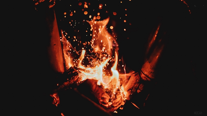 Bonfire with sparks 4K
