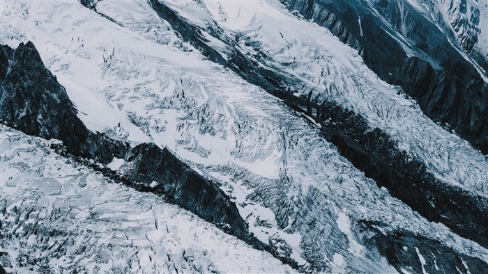 Glacier surface with rock and ice formations 4K
