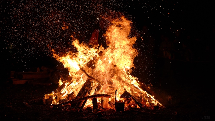 Bonfire with sparks 4K