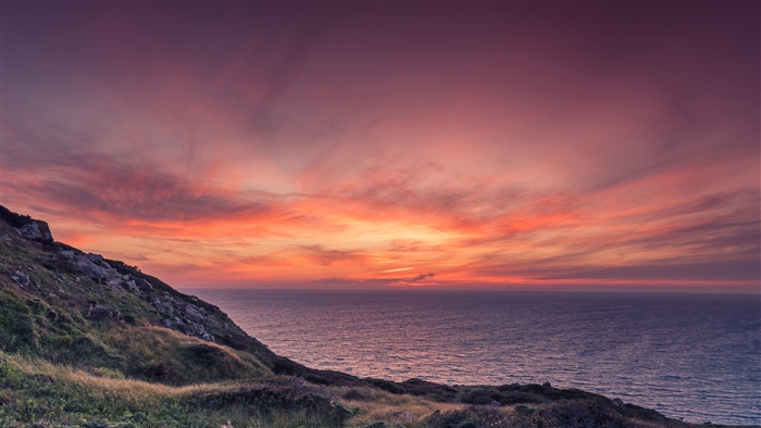 Orange Sky Sunset Over Ocean 4K