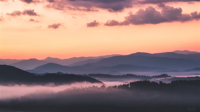 Mountain Range Sunrise with Fog