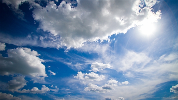 Blue Sky with Clouds and Sun 4K