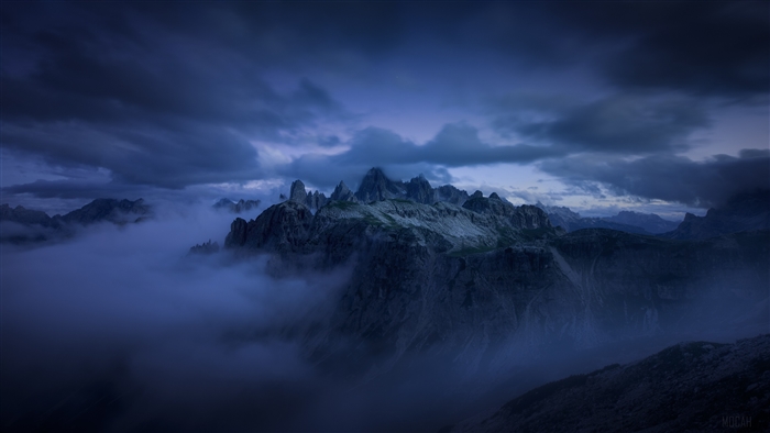 Mountains Covered Under Fog Mist 4k