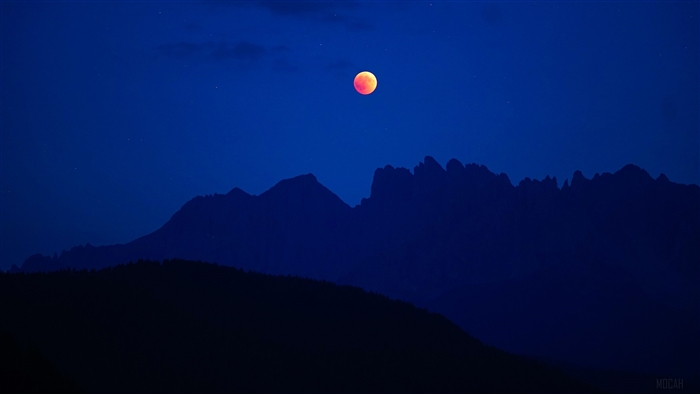 Lunar Eclipse over Mountains 4K