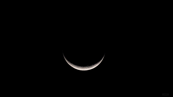 Crescent Moon in Dark Sky 4K