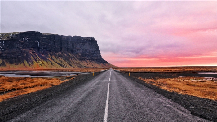 Open Road in Iceland at Sunset 4K