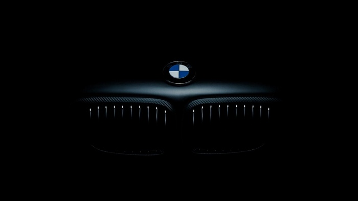 BMW logo on a dark car grille