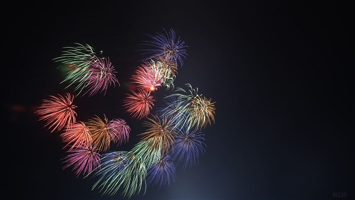 Colorful fireworks exploding in the night sky 4K