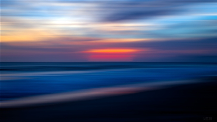 Blurry Sunset Over the Ocean