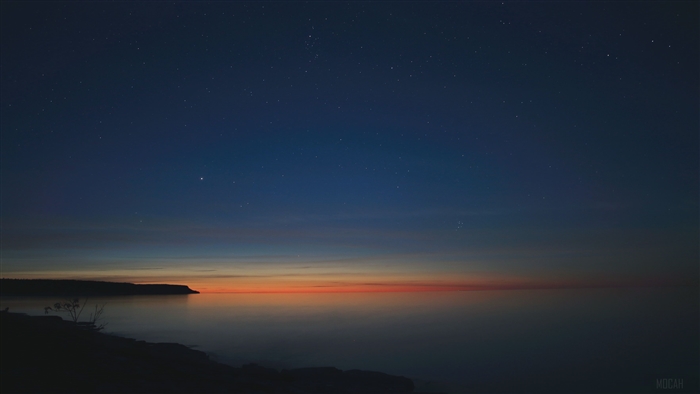 Starry Night Over Calm Sunset Lake 4K