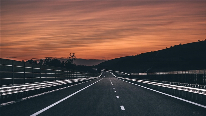 Empty Asphalt Road at Sunset 4K
