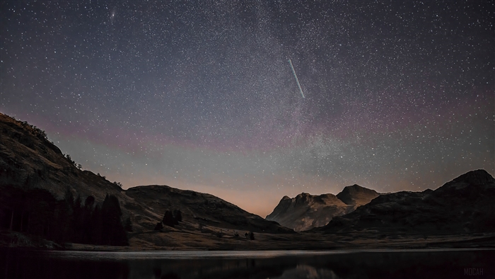 Mountain Range Reflection Shooting Stars