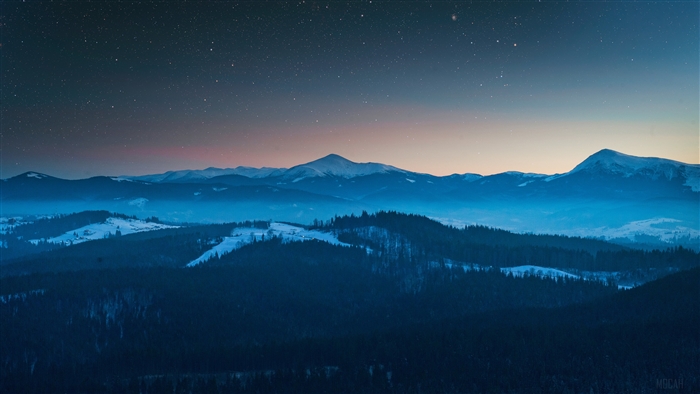 Stars Over Foggy Mountains and Forest 4K