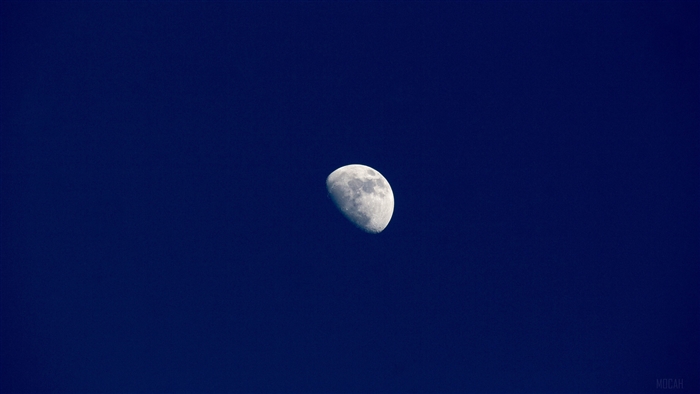 Half Moon in Dark Blue Sky 4K
