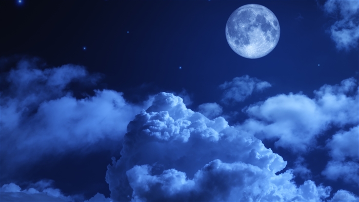 Moonlit Night Sky with Clouds and Stars 4K
