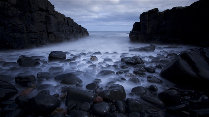 Rocks and Sea at Dusk