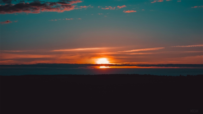 Beautiful Sunset over a Dark Landscape 4K