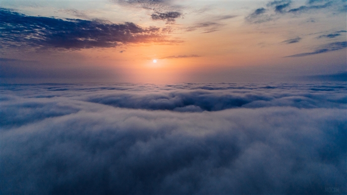 Aerial View of Sea of Clouds at Sunrise 4K