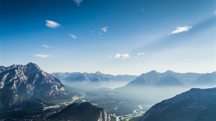 Mountain Range with Forest Valley and River