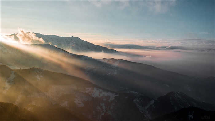 Sun Rays Through Mountains
