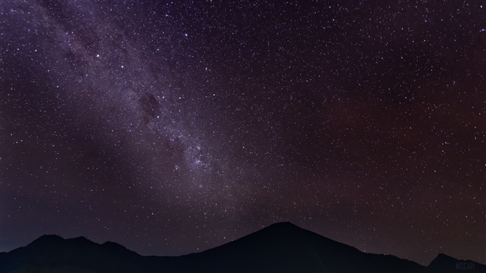 Starry night sky over mountains 4K