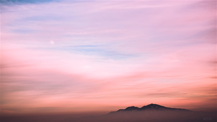 Pink and Blue Cloudy Sky Over Mountains