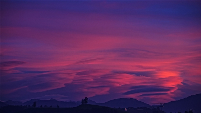 Purple Sky Clouds Mountains