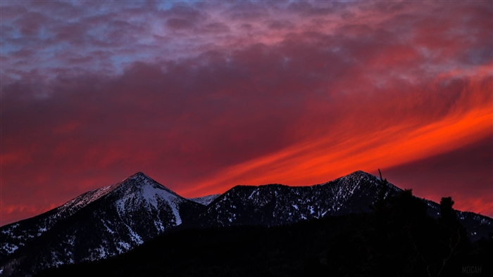 Mountains with Snow at Sunset