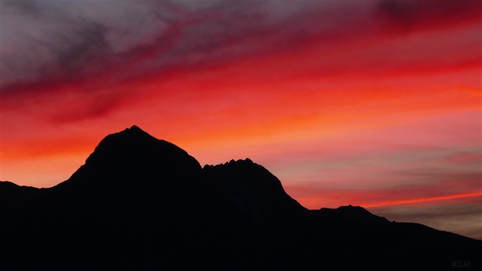 Sunset Mountains Red Sky