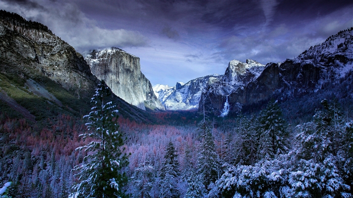 Winter Scene in Yosemite Valley with El Capitan