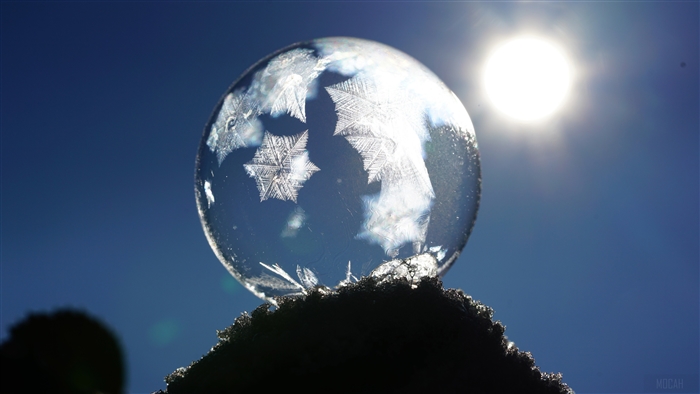 Frozen Soap Bubble with Snowflakes 4K