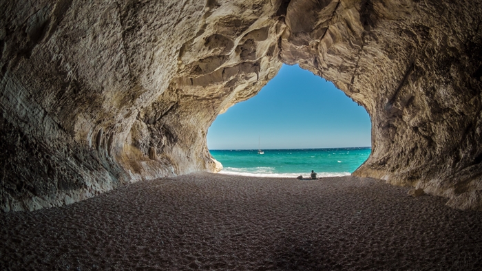 Ocean View from Rocky Sea Cave 4K